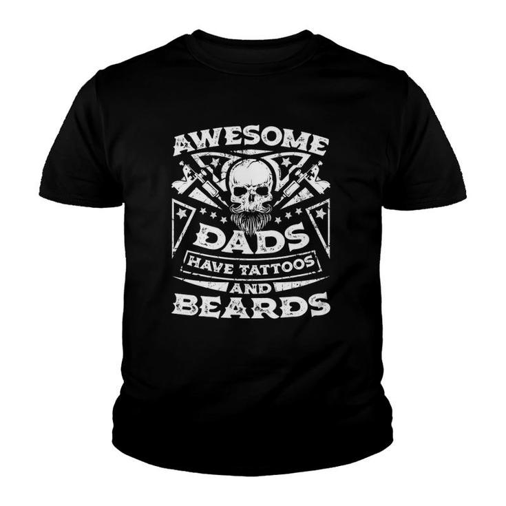 Mens Awesome Dads Have Tattoos And Beards Youth T-shirt