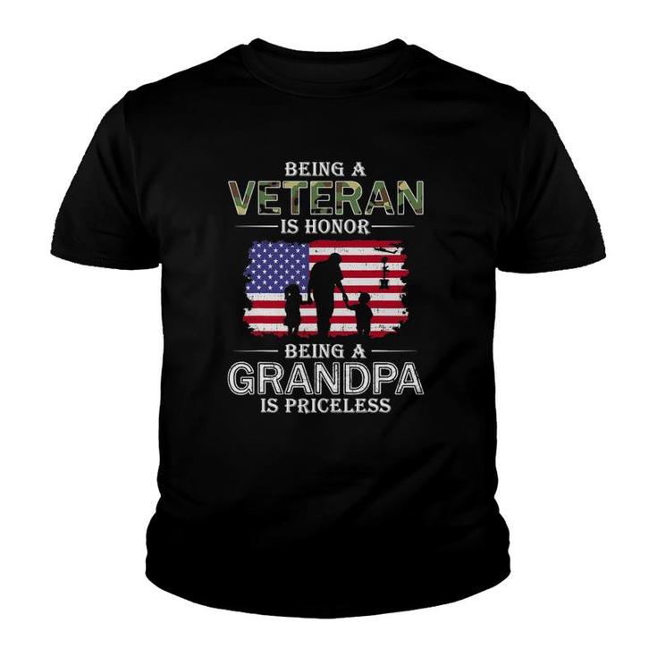 Mens Being A Veteran Is Honor Grandpa Is Priceless Youth T-shirt