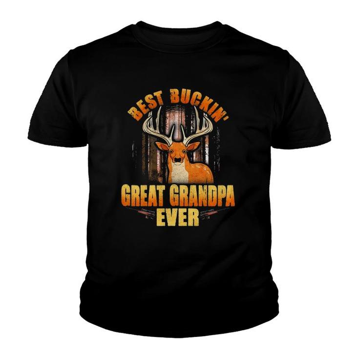 Mens Best Buckin' Great Grandpa Ever Deer Hunting Father's Day Youth T-shirt