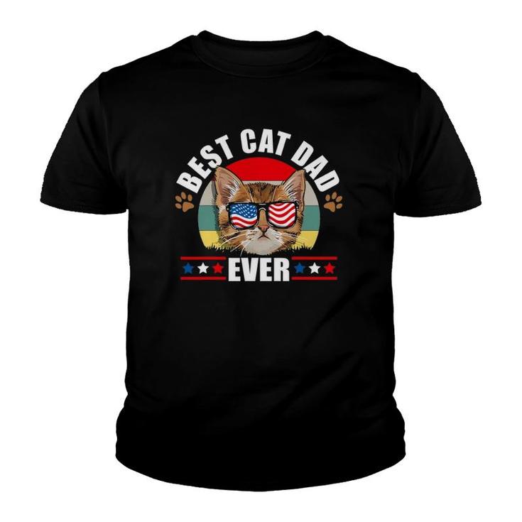 Mens Best Cat Dad Ever Cat Father Father Day Patriotic Men Youth T-shirt