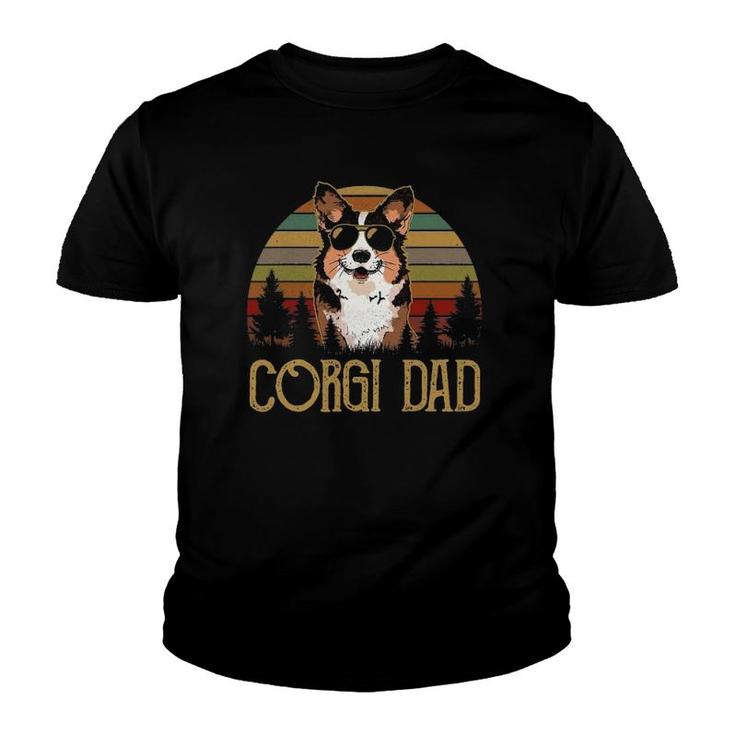 Mens Best Corgi Dad Ever Retro Vintage Corgi Dad Father's Day Youth T-shirt