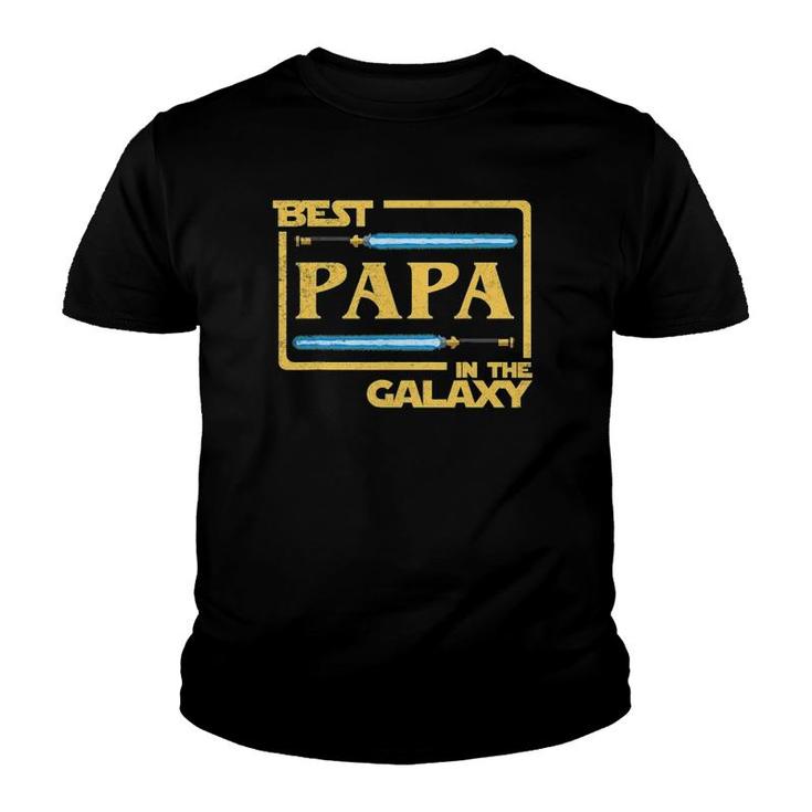 Mens Best Papa In The Galaxy Funny Father's Day Youth T-shirt
