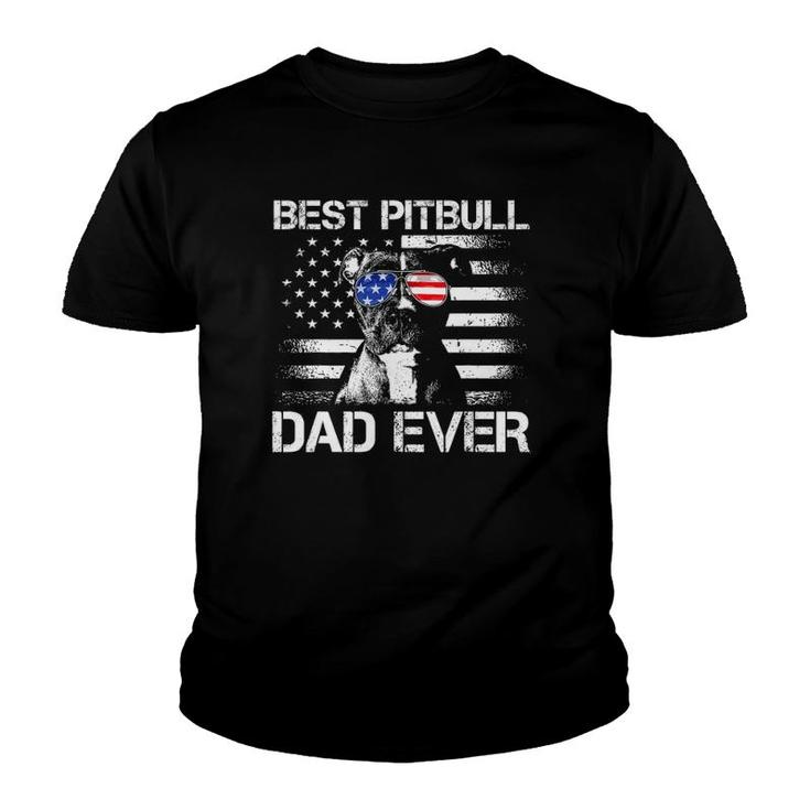 Mens Best Pitbull Dad Ever  American Flag 4Th Of July Gifts Youth T-shirt