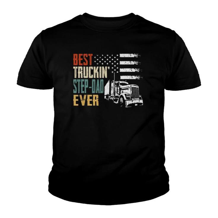 Mens Best Trucking Step-Dad Ever Big Rig Trucker Truckin Youth T-shirt