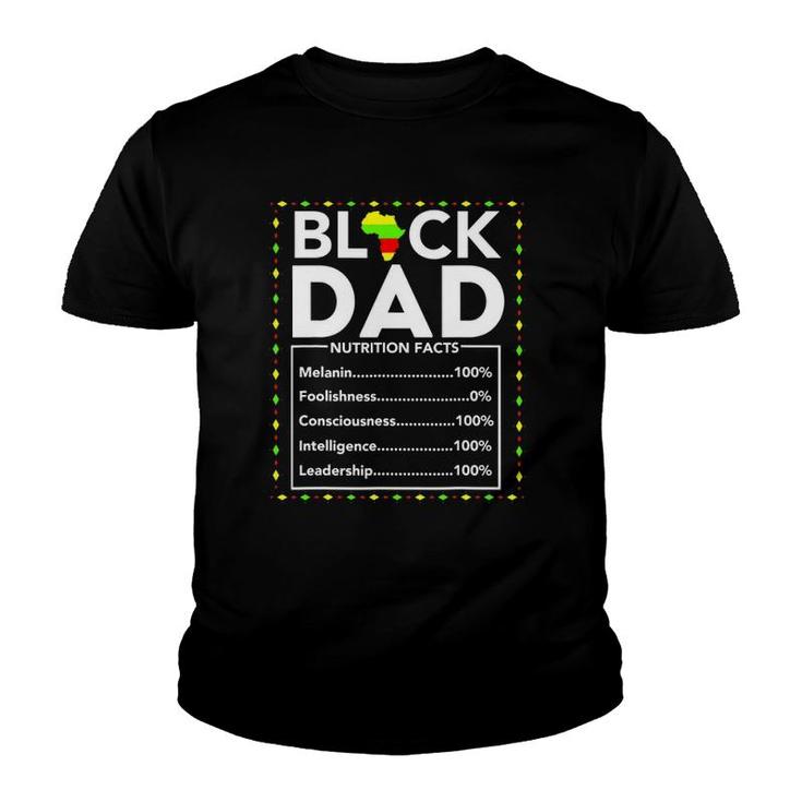 Mens Black Dad Nutrition Facts King Daddy Father Fun Youth T-shirt