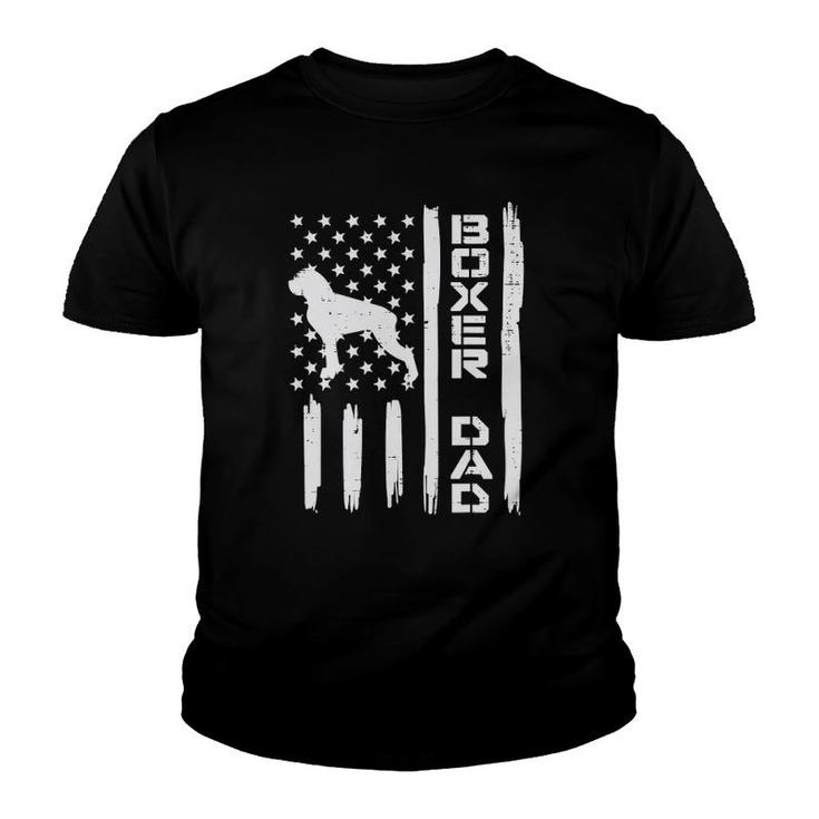 Mens Boxer Dad Us Flag Vintage Patriotic Dog Lover Owner Men Gift Youth T-shirt