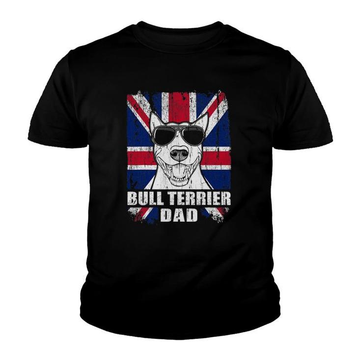 Mens Bull Terrier Dad Cool Uk Flag Vintage Retro Youth T-shirt