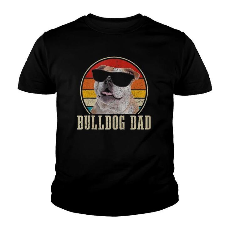 Mens Bulldog Dad Funny Vintage Sunglasses Dog English Bulldog  Youth T-shirt