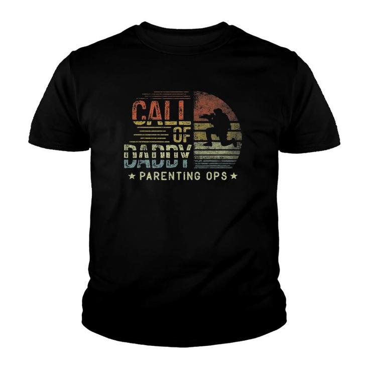 Mens Call Of Daddy Parenting Ops  For Men Gamer Funny Retro Youth T-shirt