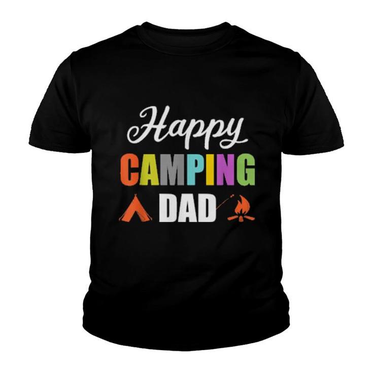 Mens Campfire Tent Camper Dad Father Happy Camping  Youth T-shirt