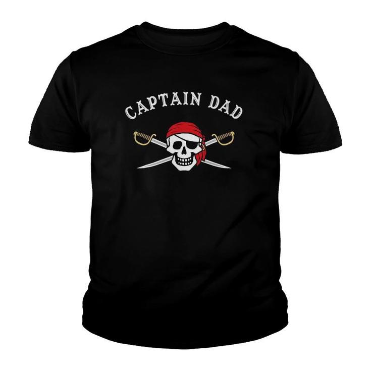 Mens Captain Dad Funny Pirate Youth T-shirt