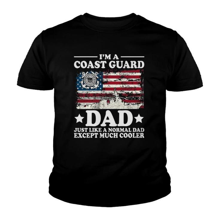 Mens Coast Guard Dad American Flag Military Family Gift Youth T-shirt