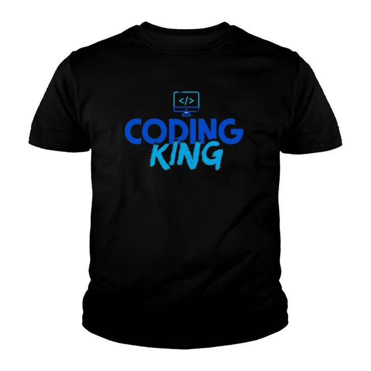 Mens Coding King Gift Software Developer Programming Youth T-shirt