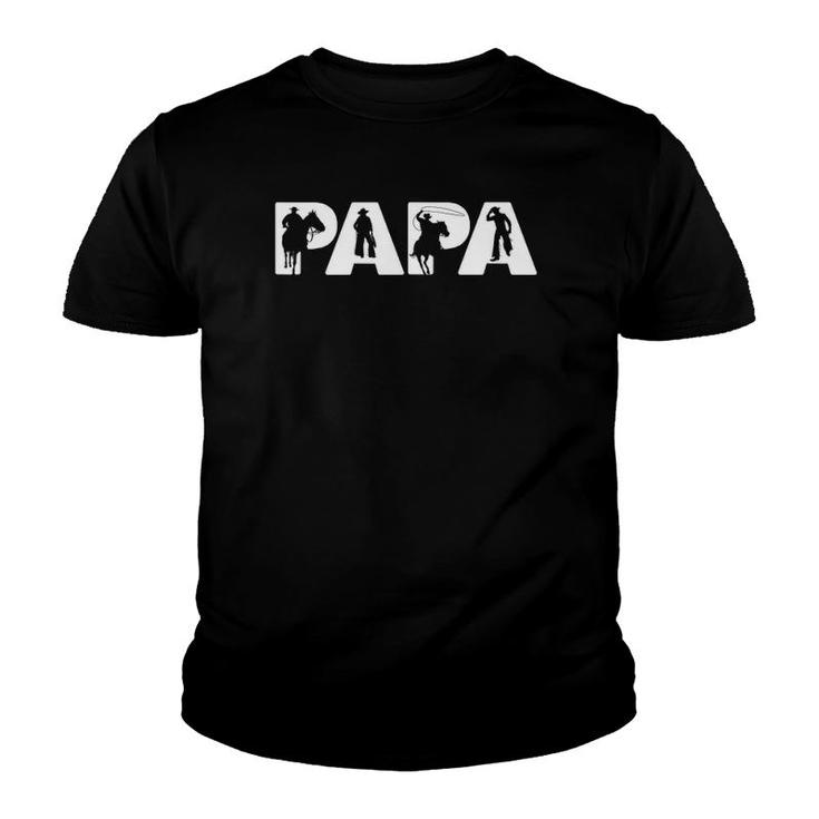 Mens Cowboy Dad Funny Papa Cowboy Father Gift Youth T-shirt
