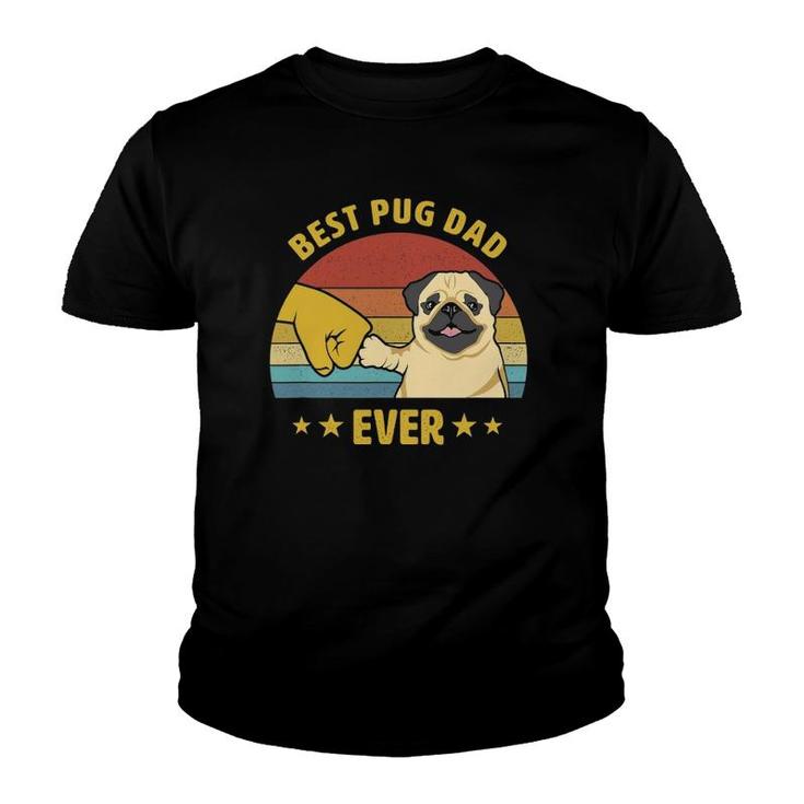 Mens Cute Best Pug Dad Ever Proud Vintage Puppy Lover Pug Retro Youth T-shirt