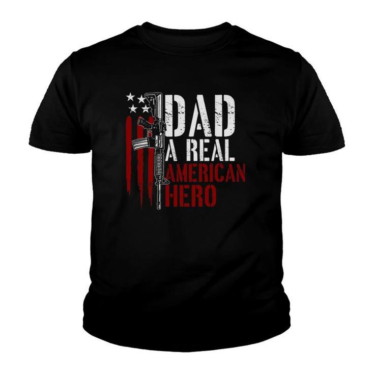 Mens Dad A Real American Hero Daddy Gun Rights Ar-15 Ver2 Youth T-shirt
