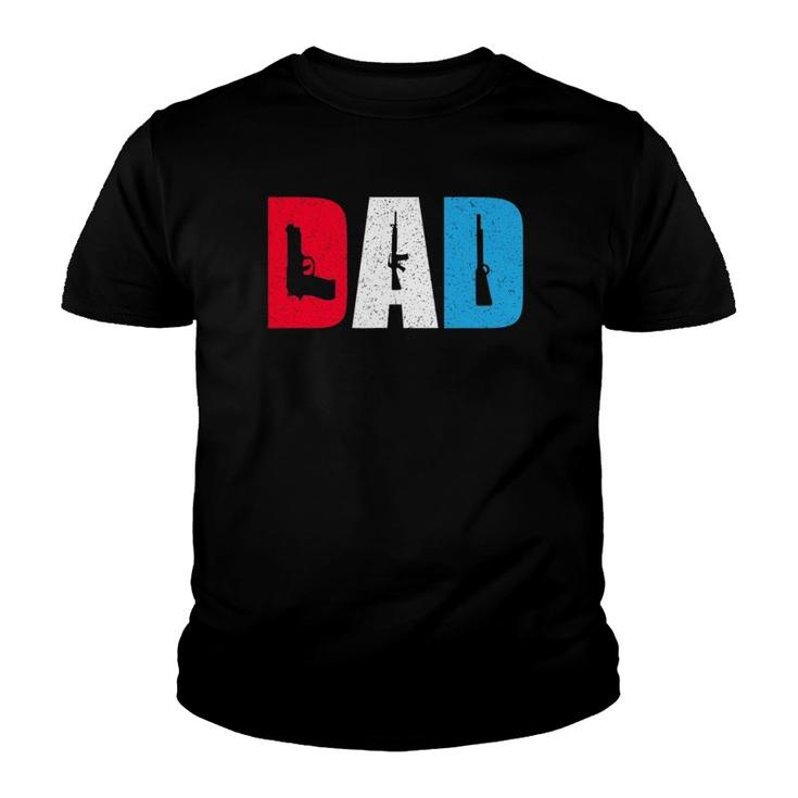 Mens Dad And Guns Collection Red White And Blue Youth T-shirt