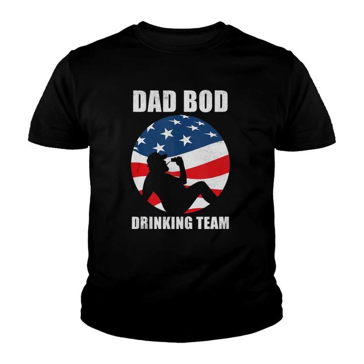 Mens Dad Bod Drinking Team American Us Flag Vintage Father's Day  Youth T-shirt