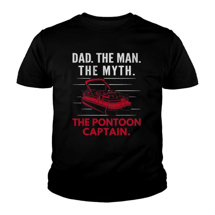 Mens Dad Man Myth Pontoon Captain Pontooning Boating Boat Youth T-shirt