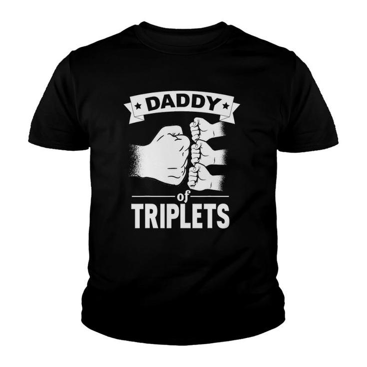Mens Dad Of Triplets Gift Daddy Father Pregnancy Announcemet Youth T-shirt