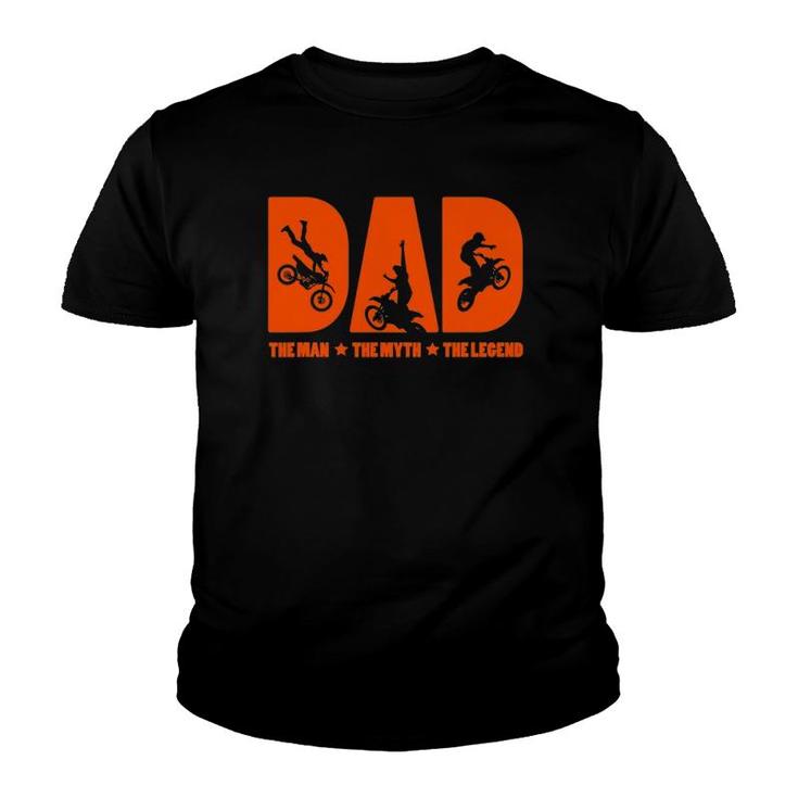 Mens Dad The Man The Myth The Legend Gift For Motocross Lovers Youth T-shirt