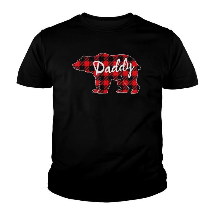 Mens Daddy Bear Buffalo Plaid Family Matching Father's Day Youth T-shirt