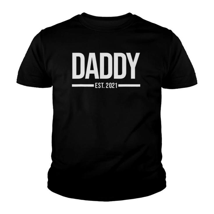 Mens Daddy Est 2021 First-Time Father New Baby Family Youth T-shirt