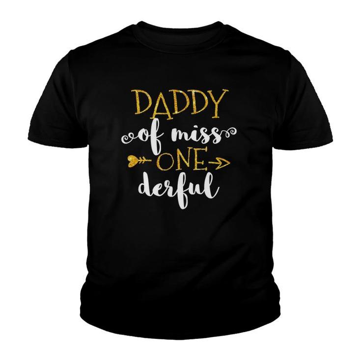 Mens Daddy Of Miss Onederful  Cute Dad 1St Birthday Of Girl Youth T-shirt