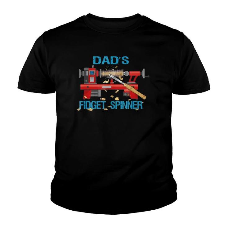 Mens Dad's Fidget Spinner Funny Lathe Woodturning Youth T-shirt