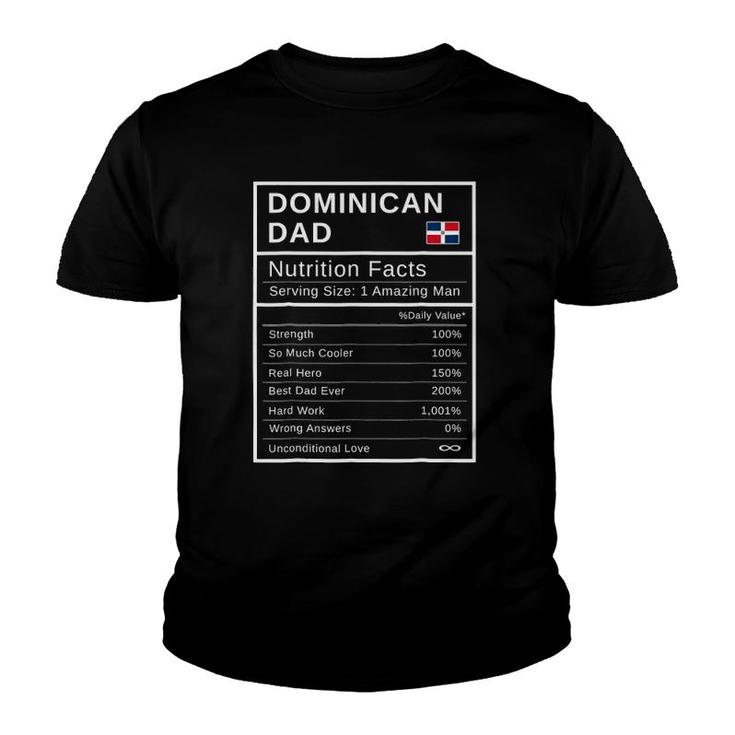 Mens Dominican Dad, Nutrition Facts  Father's Day Hero Gift Youth T-shirt