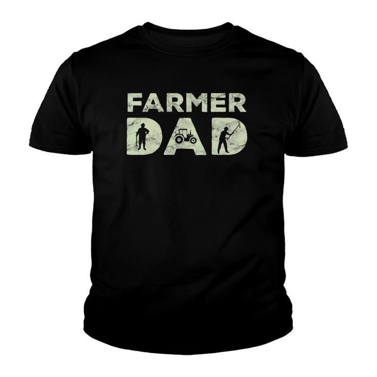 Mens Farmer Dad Farming Enthusiast Father Cute Family Farm Youth T-shirt