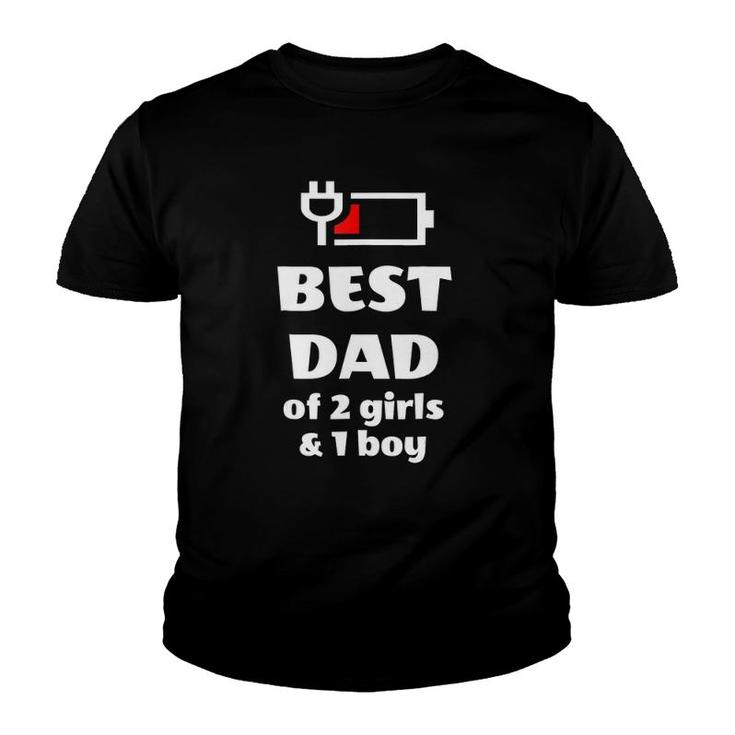 Mens Fathers Day Gift For Dad Of 2 Girls 1 Boys From Wife Youth T-shirt