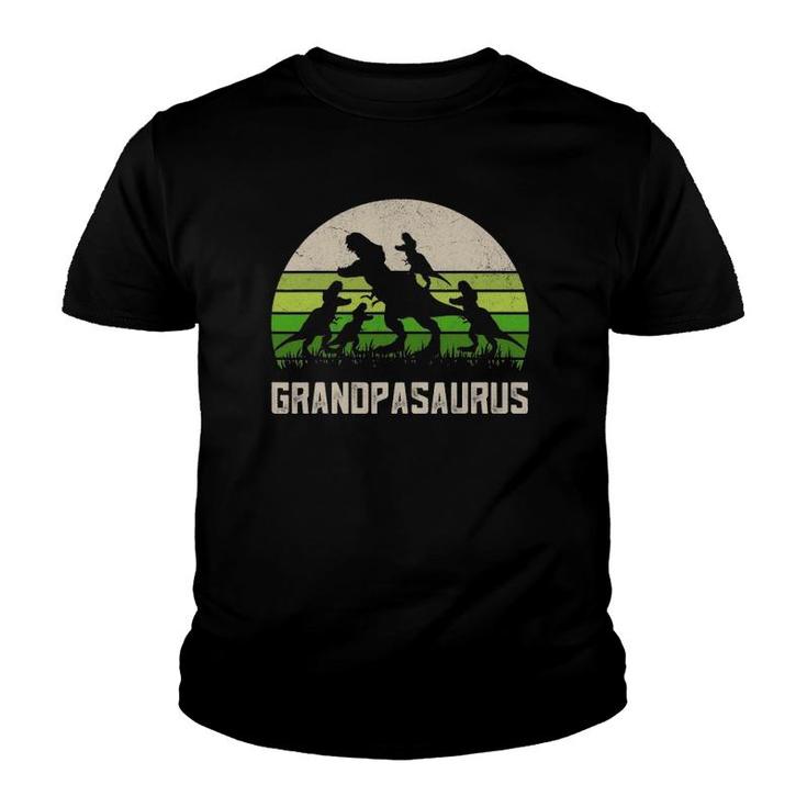 Mens Father's Day Grandpa  Grandpasaurus Dinosaur 4 Kids Trex Youth T-shirt