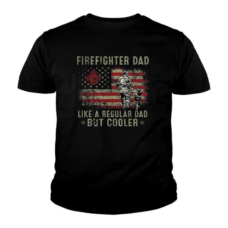 Mens Firefighter Dad Like Regular But Cooler Fireman Father's Day Youth T-shirt