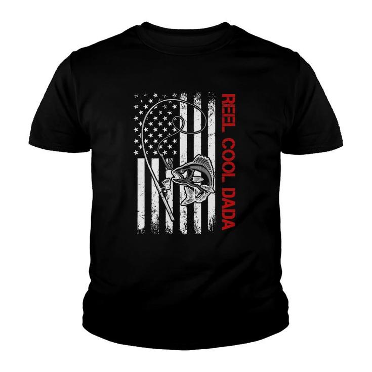 Mens Fishing Stuff For Fathers Day, Reel Cool Dada American Flag Youth T-shirt