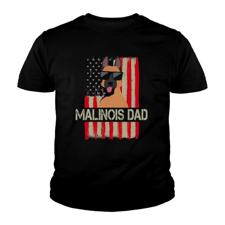 Mens Funny Belgian Malinois Dad American Flag 4Th Of July Youth T-shirt