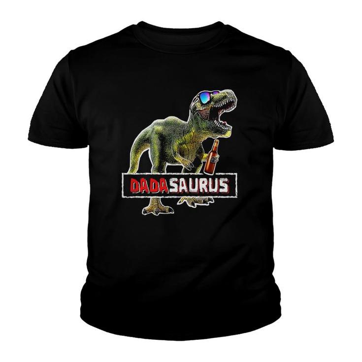 Mens Funny Dadasaurus Rex Beer  Fathers Day Giftsrex Dad Youth T-shirt