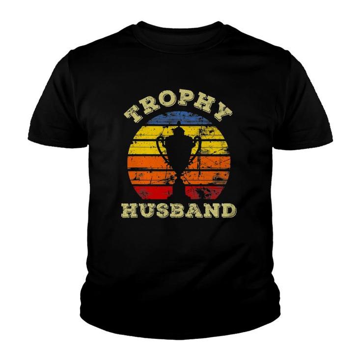 Mens Funny Husband Dad Vintage Retro Sunset Trophy Fathers Day Youth T-shirt