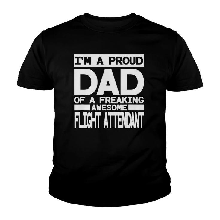 Mens Funny Proud Dad Flight Attendant Gift Youth T-shirt