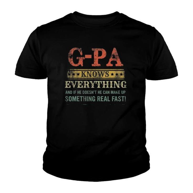 Mens G-Pa Knows Everything Funny Father's Day Vintage Youth T-shirt