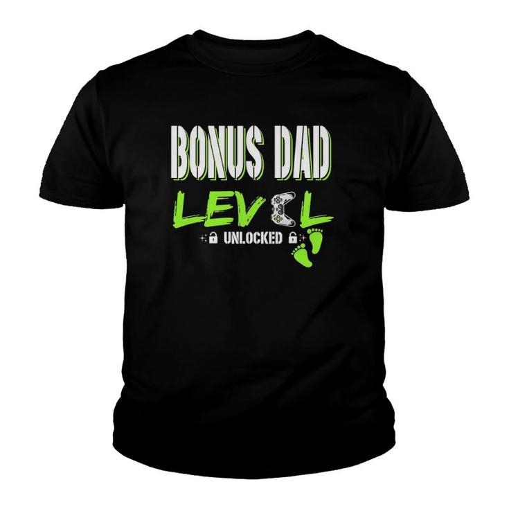 Mens Gaming Bonus Dad Level Unlocked Gamer Leveled Up Father's Youth T-shirt