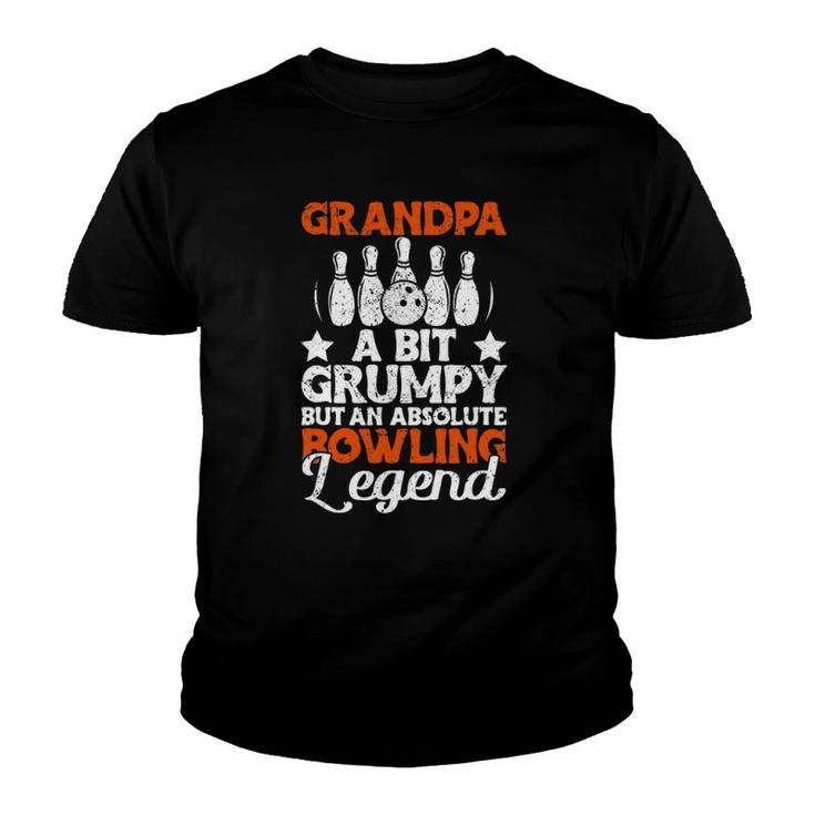 Mens Grandpa A Bit Grumpy But An Absolute Bowling Legend Youth T-shirt