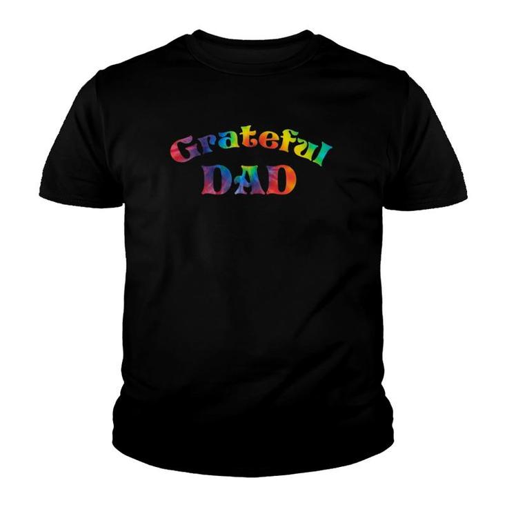 Mens Grateful Dad Fathers Day Tie Dye Letters  For Dads Youth T-shirt