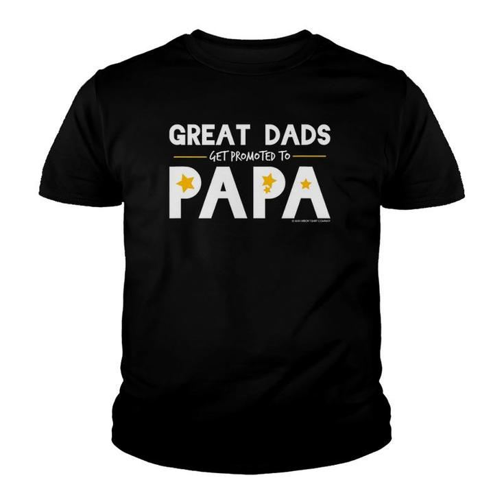 Mens Great Dads Get Promoted To Papa Papa Grandfather Youth T-shirt