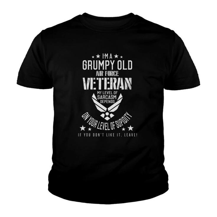 Mens Grumpy Old Veteran  Airforce Grandpa Youth T-shirt