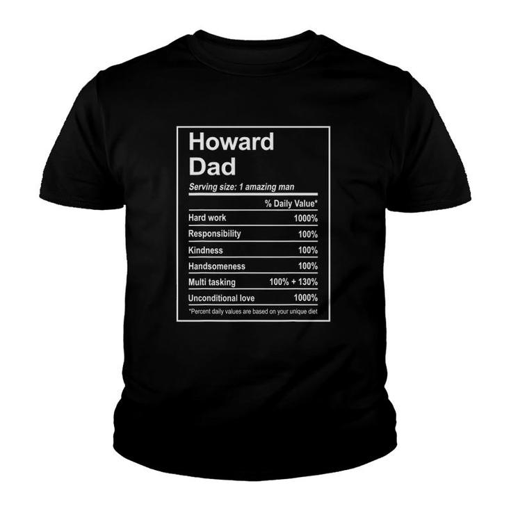 Mens Howard Dad Funny Men Nutrition Facts Father's Day Michigan Youth T-shirt