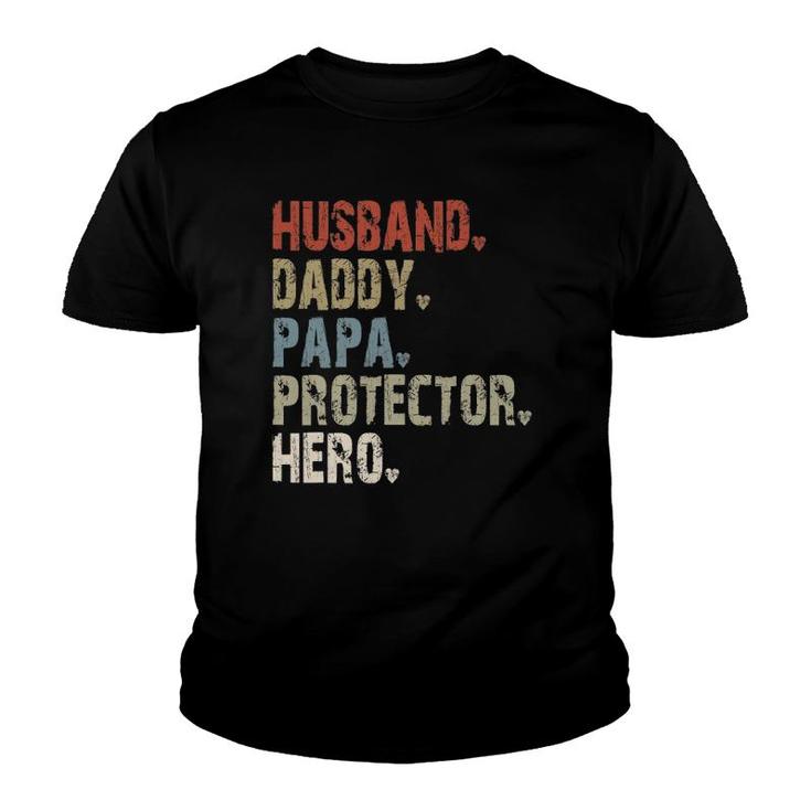 Mens Husband - Daddy - Papa - Protector - Hero Youth T-shirt