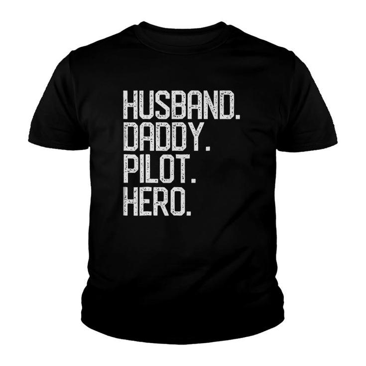 Mens Husband Daddy Pilot Hero Dad Papa Christmas Gift Youth T-shirt