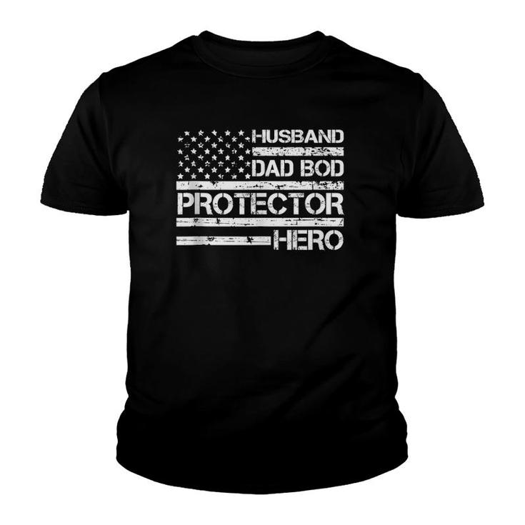 Mens Husband Daddy Protector Hero Fathers Day Funny Dad Bod Youth T-shirt