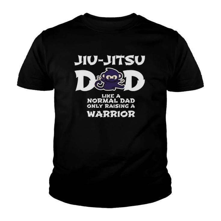 Mens Jiu Jitsu Dad Raising A Warrior Funny Fathers Day Jiu-Jitsu Youth T-shirt